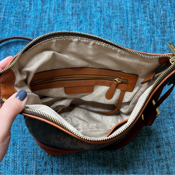 Michael Kors Bedford Monogram Messenger Crossbody Bag in Brown - Picture 8 of 12